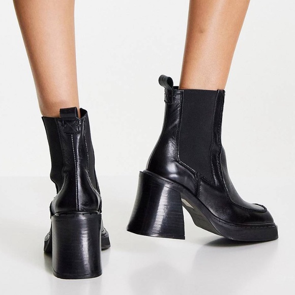 Topshop Hunter Heeled Leather Ankle Boot BLACK         Size 9.5    •NEW• - Picture 4 of 9